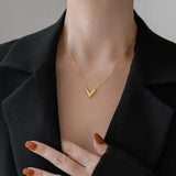 Stainless Steel V Letter Jewelry Set for Women