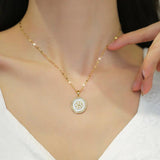 316L Stainless Steel Flower Pendant Necklace Earrings Set