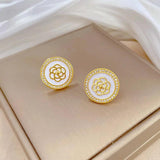 316L Stainless Steel Flower Pendant Necklace Earrings Set