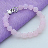 925 Silver Pink Pearl Crystal Bead Charm Bracelet for Women