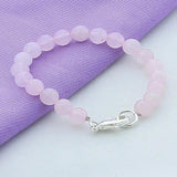 925 Silver Pink Pearl Crystal Bead Charm Bracelet for Women