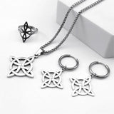 Stainless Steel Wicca Pendant Jewelry Set Witch Irish Celtic Knot