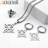 Stainless Steel Wicca Pendant Jewelry Set Witch Irish Celtic Knot