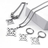 Stainless Steel Wicca Pendant Jewelry Set Witch Irish Celtic Knot