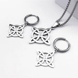 Stainless Steel Wicca Pendant Jewelry Set Witch Irish Celtic Knot