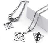 Stainless Steel Wicca Pendant Jewelry Set Witch Irish Celtic Knot