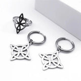 Stainless Steel Wicca Pendant Jewelry Set Witch Irish Celtic Knot