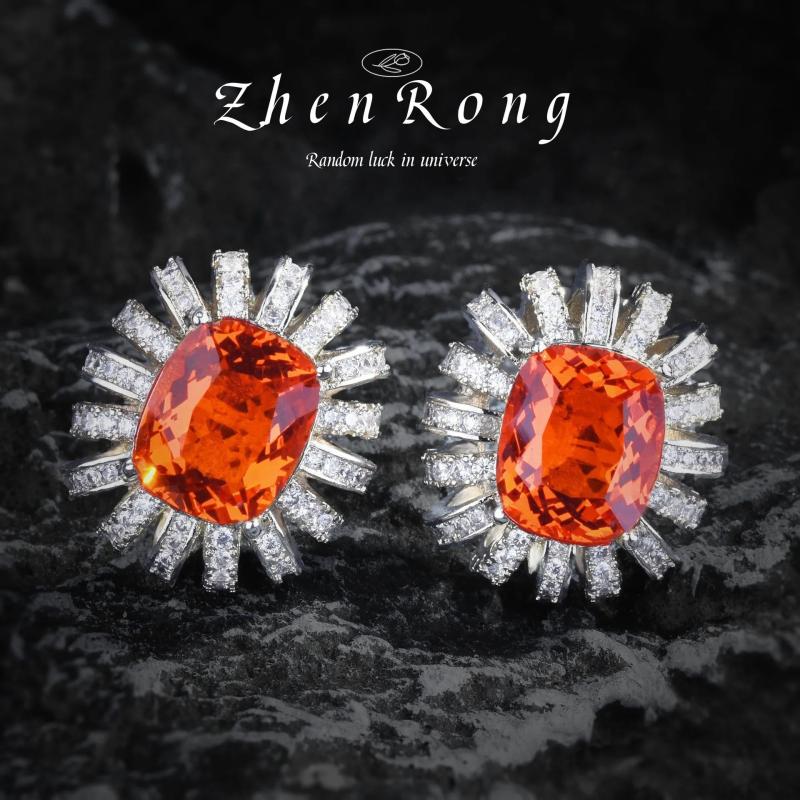 Zircon Jewelry Set Silver Orange CZ Wedding