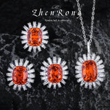 Zircon Jewelry Set Silver Orange CZ Wedding