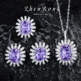 Zircon Jewelry Set Silver Orange CZ Wedding
