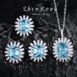 Zircon Jewelry Set Silver Orange CZ Wedding