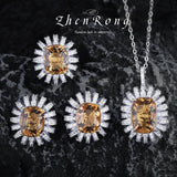 Zircon Jewelry Set Silver Orange CZ Wedding