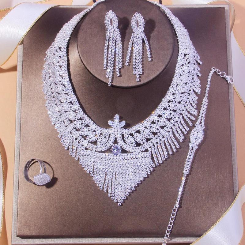 Stonefans Crystal Bridal Jewelry Set Rhinestone Necklace Earrings