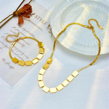 316L Stainless Steel Square Pendant Necklace Bracelet Set