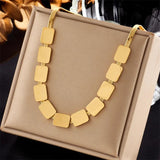 316L Stainless Steel Square Pendant Necklace Bracelet Set