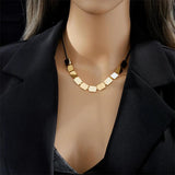316L Stainless Steel Square Pendant Necklace Bracelet Set