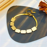 316L Stainless Steel Square Pendant Necklace Bracelet Set