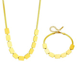 316L Stainless Steel Square Pendant Necklace Bracelet Set