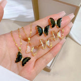 Butterfly Crystal Pendant Necklace Earrings Jewelry Set