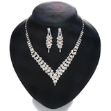 XSBODY Pearl V-Shaped Necklace Sets for Bridal Women Rhinestone Earring Wedding