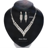 XSBODY Pearl V-Shaped Necklace Sets for Bridal Women Rhinestone Earring Wedding