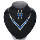 XSBODY Pearl V-Shaped Necklace Sets for Bridal Women Rhinestone Earring Wedding