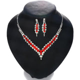 XSBODY Pearl V-Shaped Necklace Sets for Bridal Women Rhinestone Earring Wedding