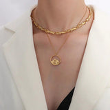Stainless Steel Women's Jewelry Set Multilayer Necklace Bracelet