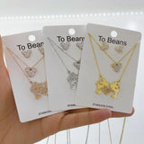 Cute Mouse Pendant Necklace Crystal Inlaid Women Jewelry Birthday Gift