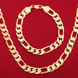 925 Sterling Silver 18K Chain Bracelet Necklace Set
