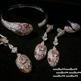 Pink CZ Snake Jewelry Set 925 Silver for Women