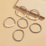 6Pcs/Set Pearl Chain Bracelets Women Statement Charm Bangles Hand Jewelry