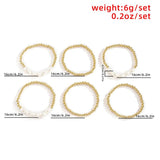 6Pcs/Set Pearl Chain Bracelets Women Statement Charm Bangles Hand Jewelry