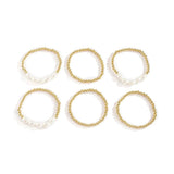 6Pcs/Set Pearl Chain Bracelets Women Statement Charm Bangles Hand Jewelry