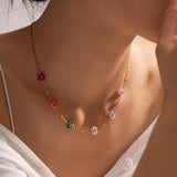 Youthway Floral Chain Bracelet Necklace Set Charm Jewelry for Women