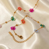 Youthway Floral Chain Bracelet Necklace Set Charm Jewelry for Women