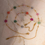 Youthway Floral Chain Bracelet Necklace Set Charm Jewelry for Women