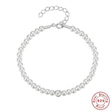 925 Sterling Silver Pearl Chain Bracelet Tiny Freshwater Pearl Sweet Women