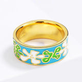 Enamel Floral Jewelry Set Retro Pastoral Style Flowers Ring Ear Studs