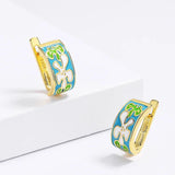 Enamel Floral Jewelry Set Retro Pastoral Style Flowers Ring Ear Studs