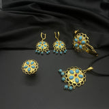 Scalloped Sapphire Pearl Jewelry Set