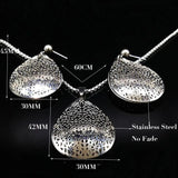 Stainless Steel Women's Jewelry Set Silver Necklace Earrings
