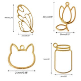 5Pcs Cat Flowers Blank Frame Pendant Open Back Bezel Setting Hollow Frames