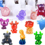 3D Animal Resin Molds Wolf Rabbit Dog Bear Epoxy Silicone Moulds