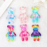 10Pcs 28*45MM Gradient Bear Charms Resin Jewelry Findings