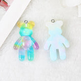 10Pcs 28*45MM Gradient Bear Charms Resin Jewelry Findings