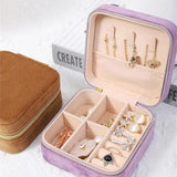 Velvet Jewelry Box Travel Portable Flannel Square Zipper Style Jewellery Storage