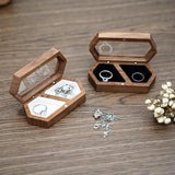 Walnut Wood Ring Box Jewelry Storage for Proposal Ceremony