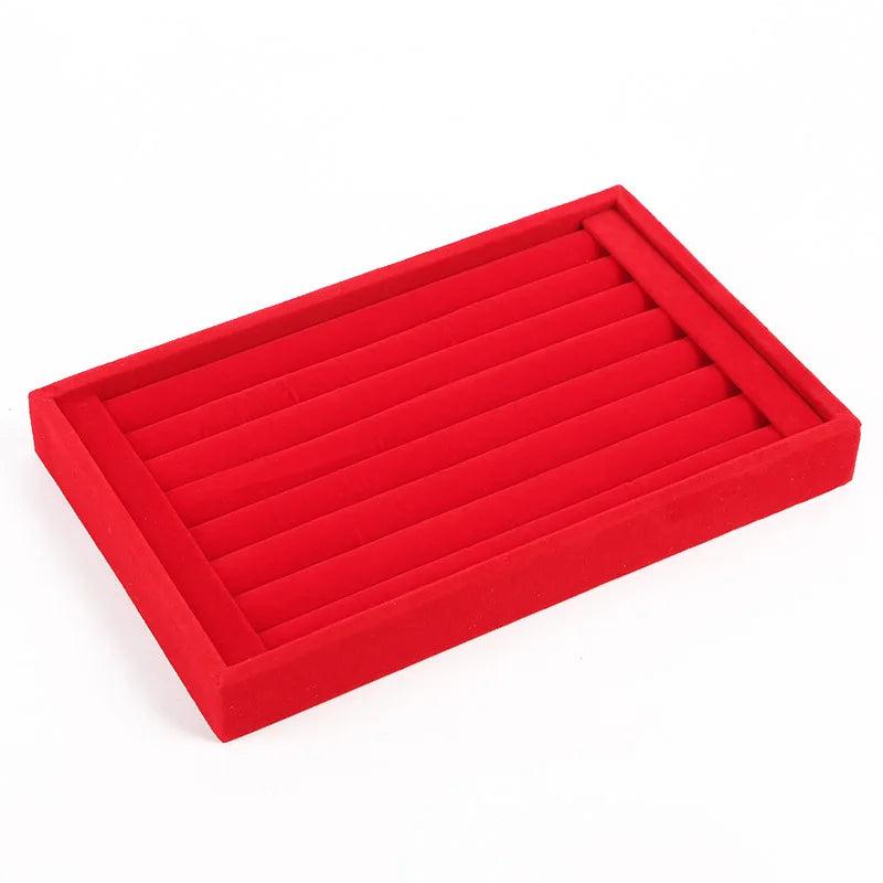Grey Velvet Jewelry Tray DIY Handicraft Accessories Storage Organizer