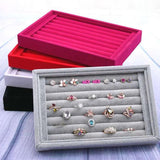 Grey Velvet Jewelry Tray DIY Handicraft Accessories Storage Organizer